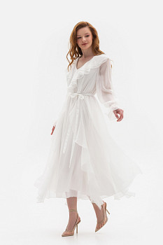 Шифонова сукня молочного кольору Нірела 01 Шифонова сукня молочного кольору Нірела 01