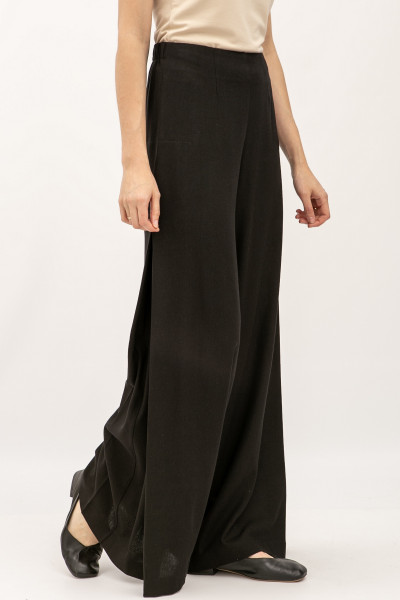 Лляні брюки палаццо чорного  кольору Келіна