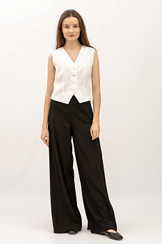 Лляні брюки палаццо чорного  кольору Келіна