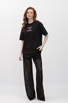 Чорні гіпюрові брюки Калена