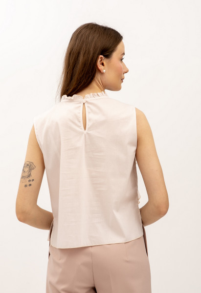 Літня напівпрозора блуза вільного силуету пудрового  кольору Млада 01
