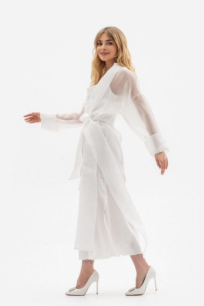 Прозора туніка-блуза вільного силуету білого кольору Оніра Прозора туніка-блуза вільного силуету білого кольору Оніра