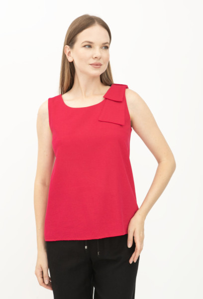 Блуза жіноча лляна рожева без рукав Пулін 11