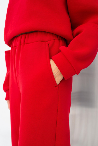 Червоні штани з трикотажу вільного силуету Жалін