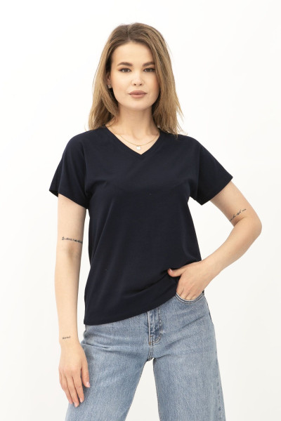 Футболка жіноча трикотажна синього кольору Грос 21