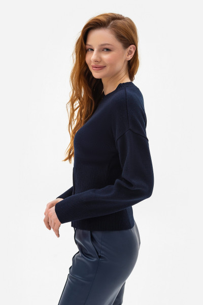 Джемпер з декоративною блискавкою синього кольору 25207601