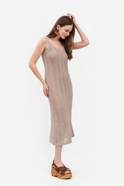В'язаний трикотажний сарафан бежевого кольору 25101602 В'язаний трикотажний сарафан бежевого кольору 25101602