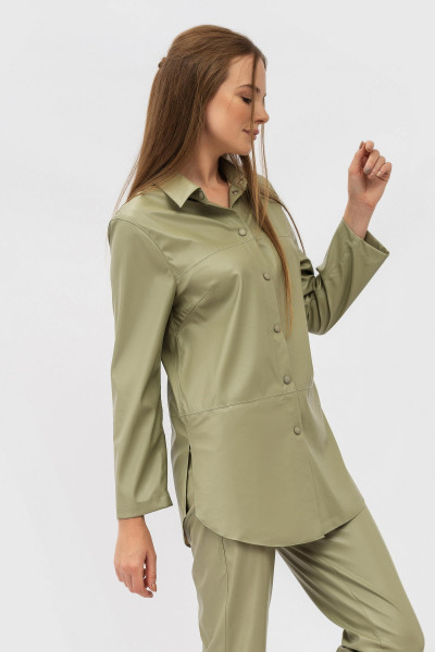 Подовжена сорочка прямого крою зеленого кольору Сіфре 03