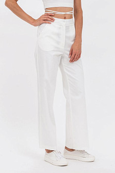 Класичні жіночі молочні штани прямого крою з високою посадкою Стівен