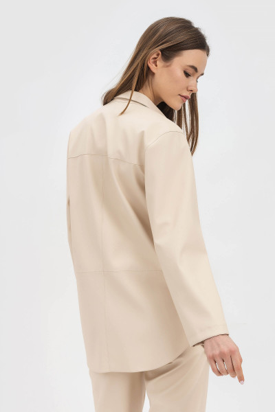 Подовжена сорочка прямого крою з екошікри молочного відтінку Сіфре
