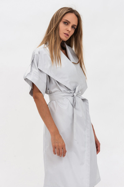 Жіночий кардиган з коротким рукавом із плащової тканини сірого кольору Нейче