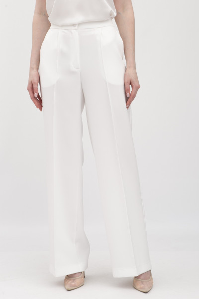 Брюки з костюмної тканини молочного кольору Аквас
