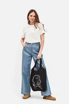 Сумка шопер чорна з принтом  письменниці  Лесі Українки Екосумка 016