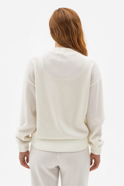 Трикотажний бомбер з вмістом вовни молочного кольору Луріса 02
