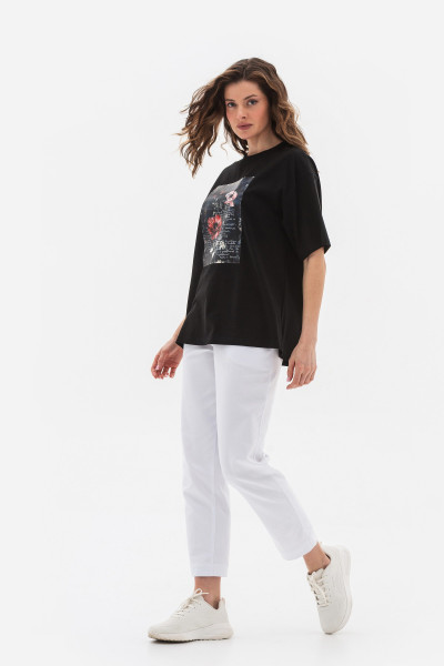 Футболка трикотажна  з круглою горловиною чорного кольору Мірана 03