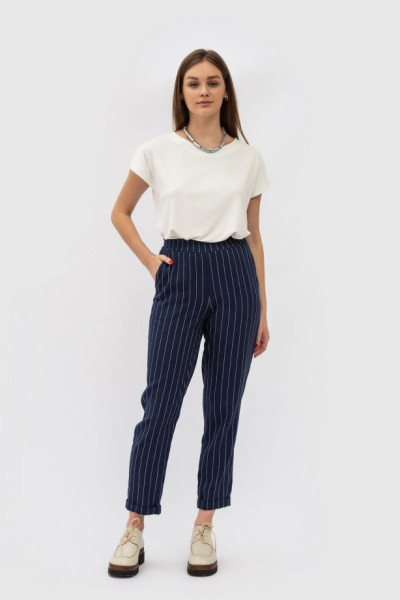 Жіночі штани з льону сині завужені Данді