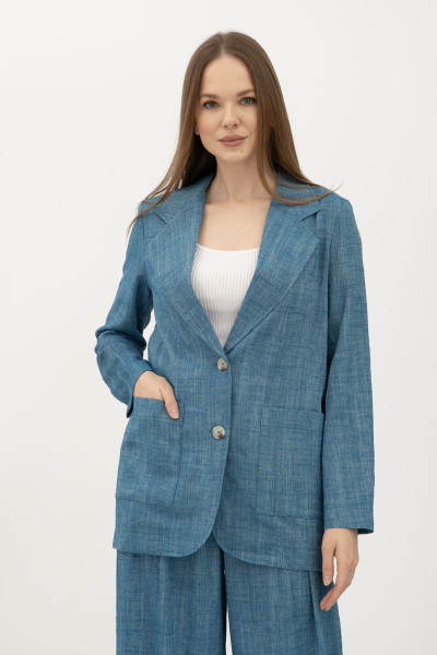 Лляний однобортний жакет синій Меларі 11