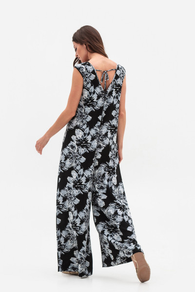 Шифоновий комбінезон вільного силуету сірого  кольору Келеса 04