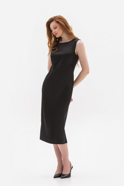 Сукня-футляр чорного кольору довжини міді Лінеса Сукня-футляр чорного кольору довжини міді Лінеса