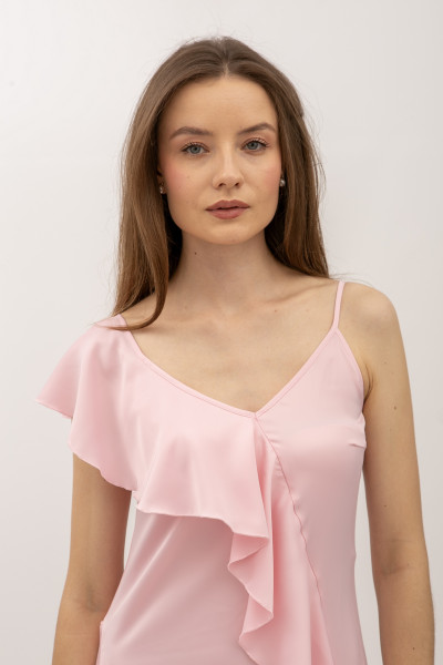 Шифонова сукня напівприталеного силуету довжини міді рожевого кольору Мірелі 03 Шифонова сукня напівприталеного силуету довжини міді рожевого кольору Мірелі 03