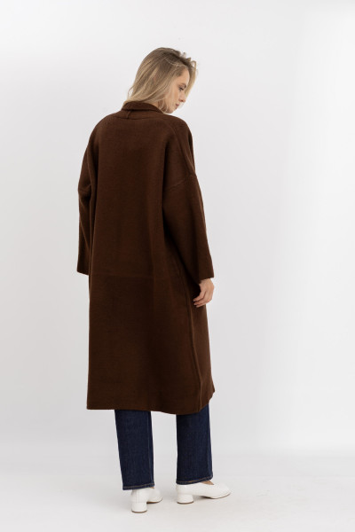 Довгий в'язаний кардиган шоколадного кольору 91828