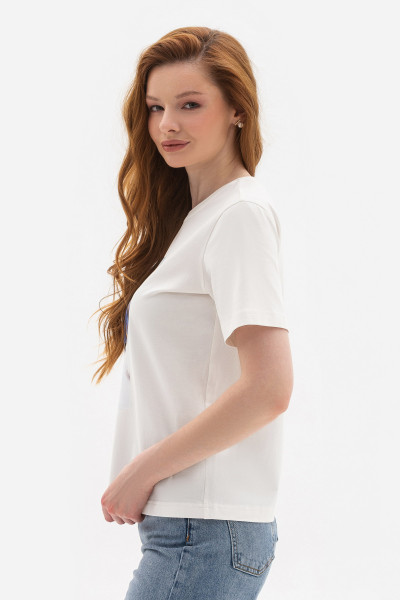 Трикотажна футболка молочного кольору Лаліса 17