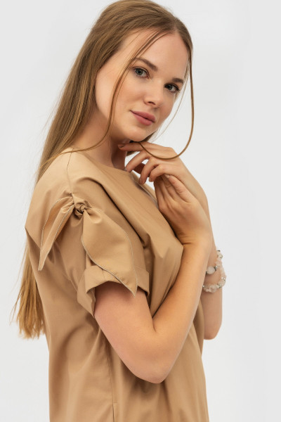 Сукня міні бежева з бавовни Лівіо Сукня міні бежева з бавовни Лівіо