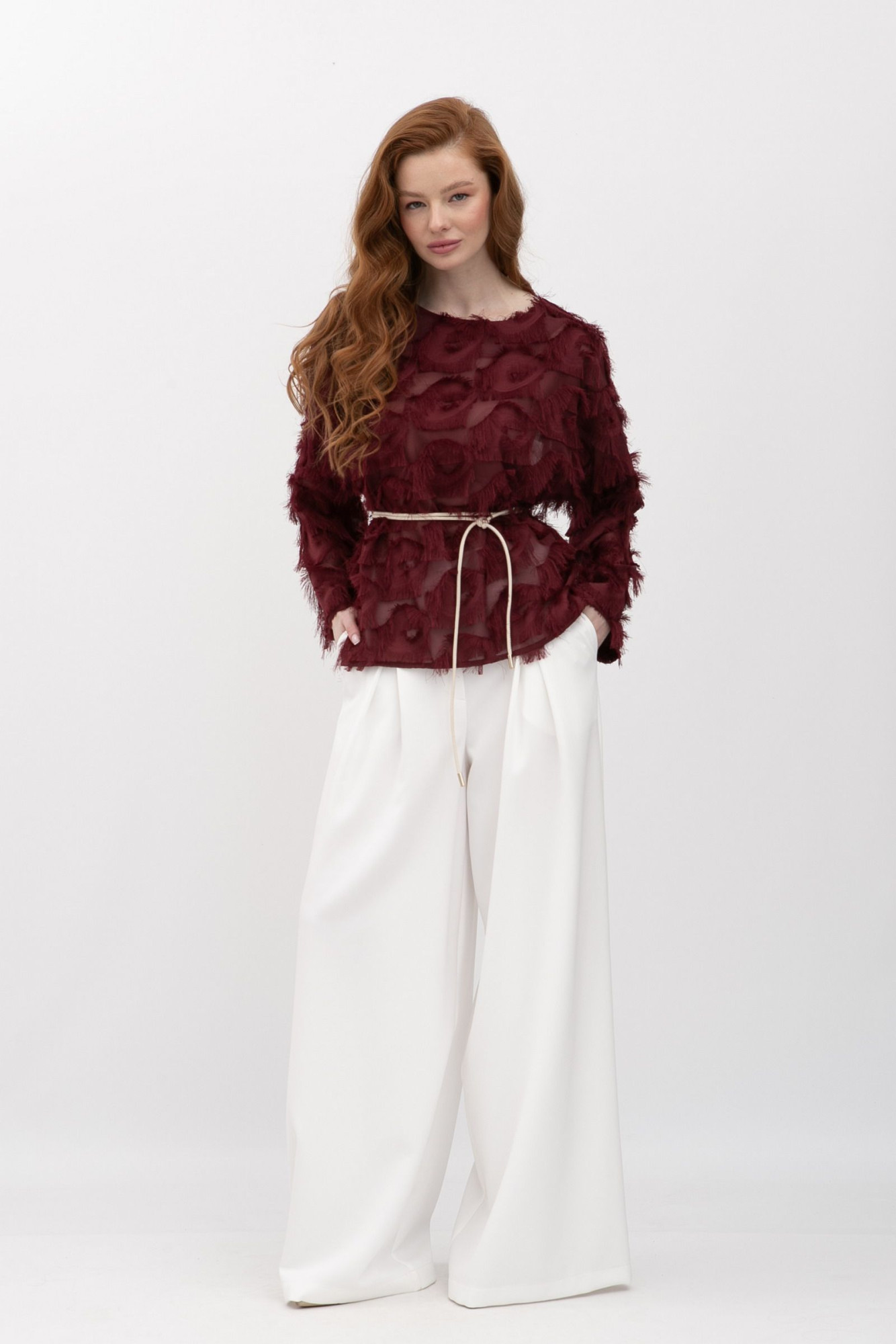 Жіноча блуза вільного крою бордового кольору Тіскан