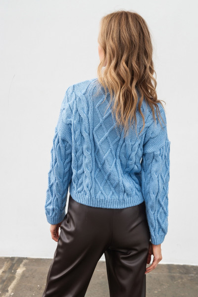 Блакитний  вкорочений джемпер з вмістом вовни 4684/2024