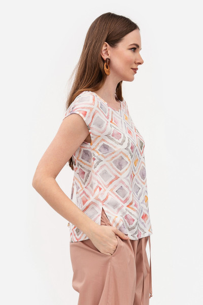 Шовкова блуза вільного силуету молочного кольору Сіелія 01