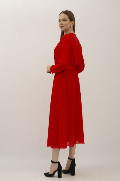 Червона сукня міді фасону трапеція з шифону Медіна 01