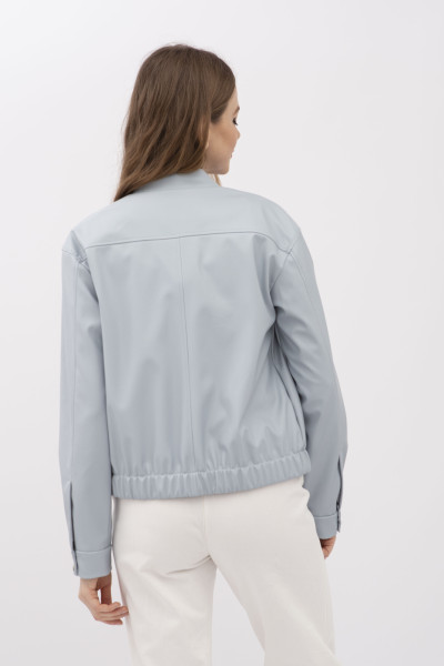 Блакитна куртка з екошкіри коротка Дорея 02
