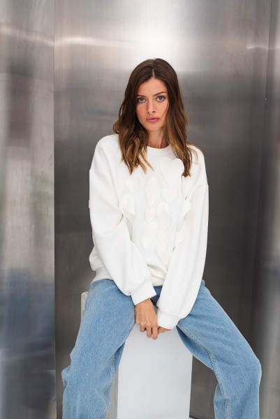 Світшот трикотажний молочний вільного силуету Оріне