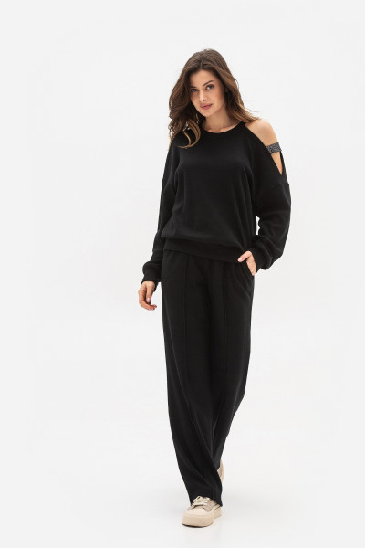 Трикотажний світшот вільного силуету чорного кольору Сендра 02