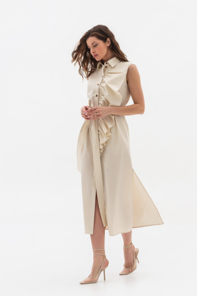 Сукня міді з бавовни без рукав молочного кольору Ексія Сукня міді з бавовни без рукав молочного кольору Ексія