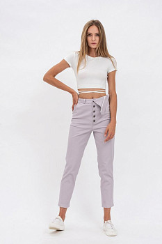 Сірі жіночі штани з високою посадкою з котону Роксен