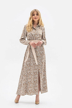 Сукня міді напівприлеглого силуету з шовку бежевого кольору Галена Сукня міді напівприлеглого силуету з шовку бежевого кольору Галена