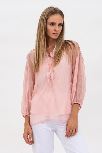 Вільна жіноча блуза із шифону рожевого відтінку Лейла