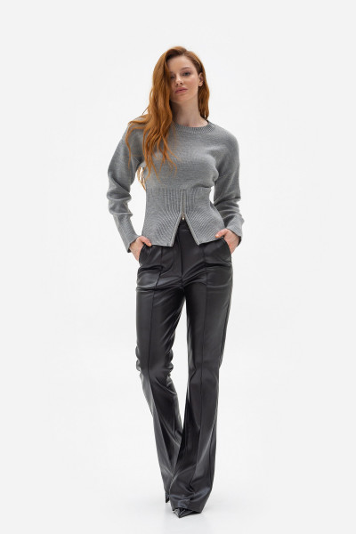 Джемпер з декоративною блискавкою сірого кольору 25207602