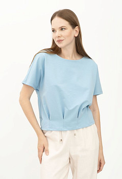Блакитна трикотажна блуза вільного силуету Фіанет 02