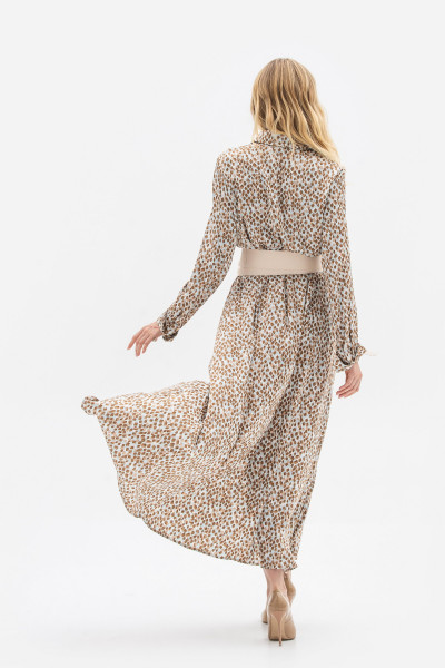 Сукня міді напівприлеглого силуету з шовку бежевого кольору Галена Сукня міді напівприлеглого силуету з шовку бежевого кольору Галена