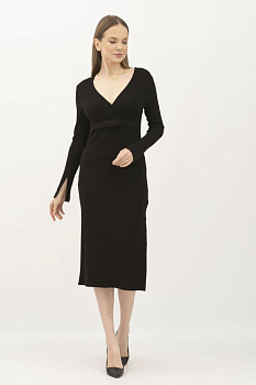 Трикотажна сукня з меланжевої тканини чорна Ідофєя 02 Трикотажна сукня з меланжевої тканини чорна Ідофєя 02