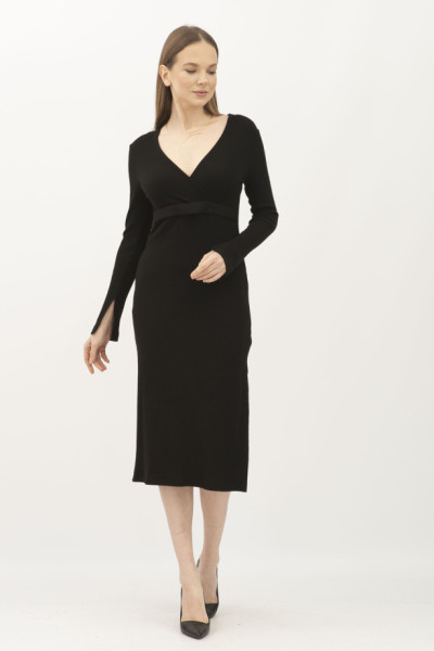 Трикотажна сукня з меланжевої тканини чорна Ідофєя 02 Трикотажна сукня з меланжевої тканини чорна Ідофєя 02