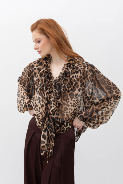 Шифонова блуза з леопардовим принтом Нілда 11