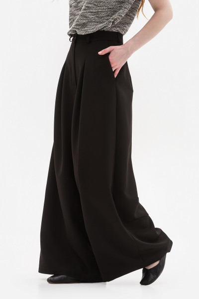 Широкі брюки з костюмної тканини чорного кольору Ліама 04