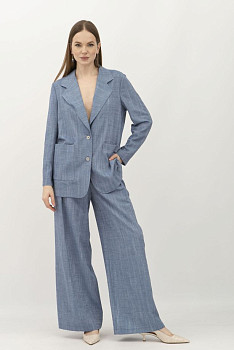 Лляний однобортний жакет синій Меларі 1