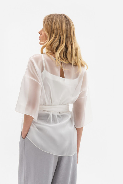 Прозора туніка вільного силуету білого кольору Чирін 01