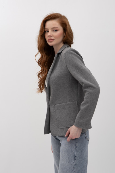 Однобортний сірий  жакет з трикотажу Сноу 19