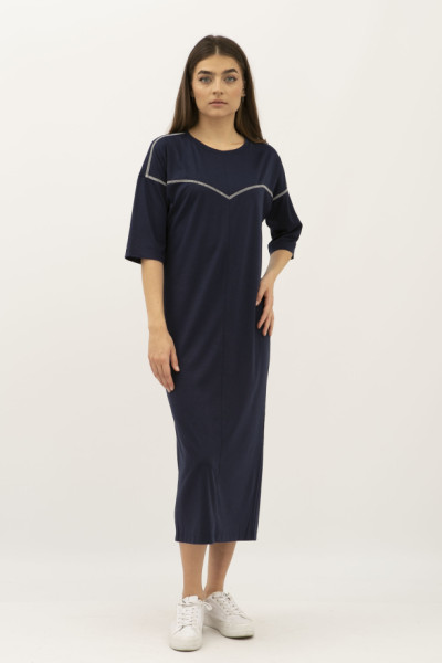 Сукня прямого крою зі спущеним рукавом синя Абені 03 Сукня прямого крою зі спущеним рукавом синя Абені 03