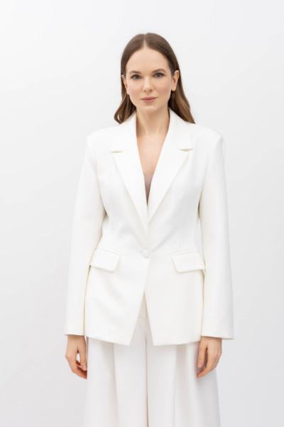 Однобортний жакет молочного кольору Тонія 01